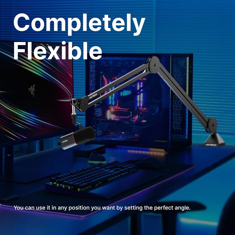 i-XTECH Microphone Boom Arm Stand, Heavy Duty Adjustable Mic Stand with Cable Ties, Desk Mount Arm Stand for Gaming Streaming Podcasting. - Image 3